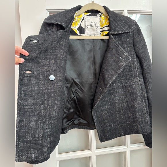 Vintage An Original Milly of New York Double-Breasted Blazer Silk Linen Size 4 S - Picture 4 of 13